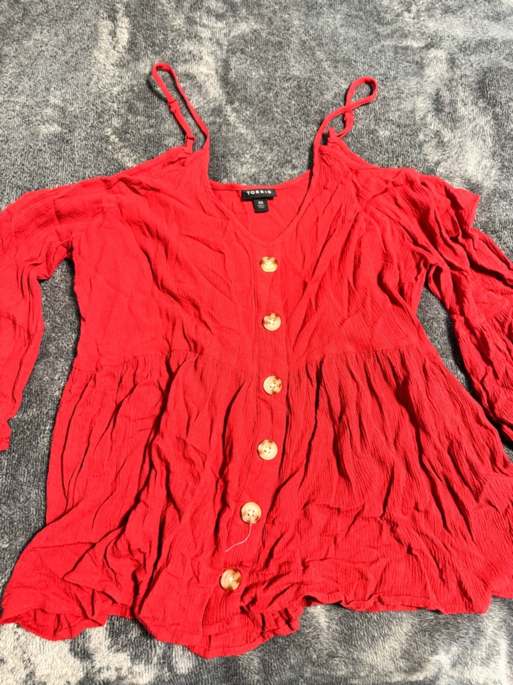 torrid Red Button-Front Peplum Tunic